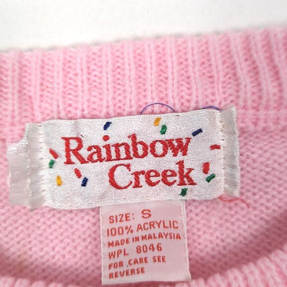 Vintage Rainbow Creek Sweater Girls Size Small 6X Pink Pullover Crewneck - Picture 4 of 5